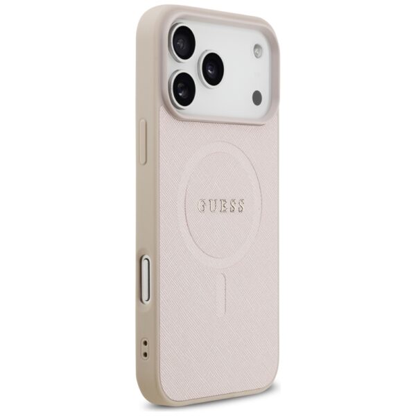 Guess Saffiano Classic Logo MagSafe Case for iPhone 17 Pro Max - Pinkeng