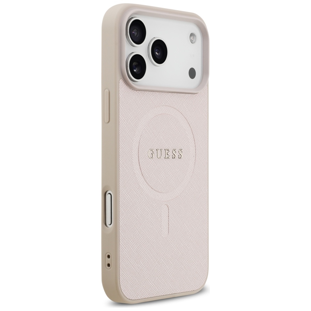 Guess Saffiano Classic Logo MagSafe Case for iPhone 17 Pro Max - Pinkeng