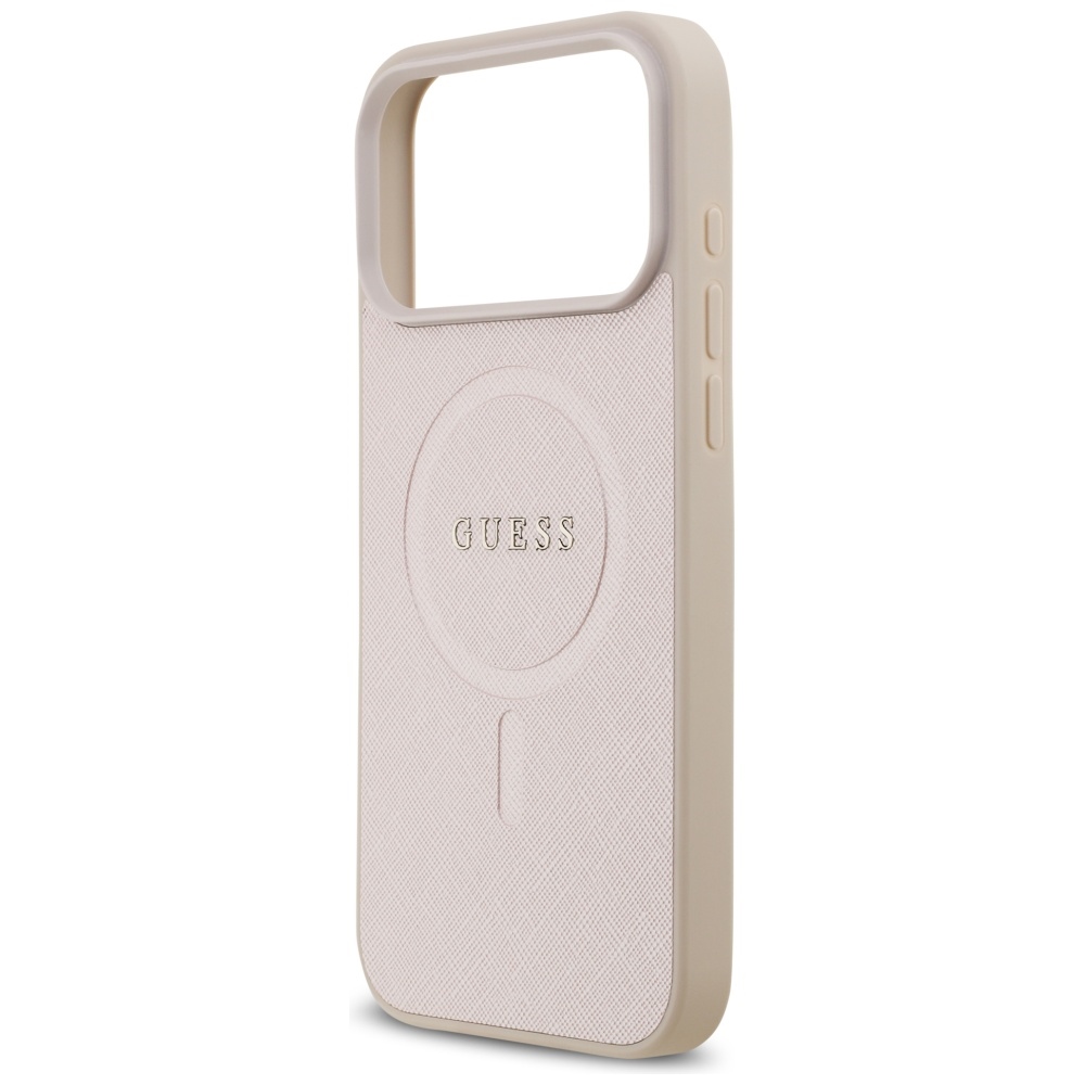 Guess Saffiano Classic Logo MagSafe Case for iPhone 17 Pro Max - Pinkeng
