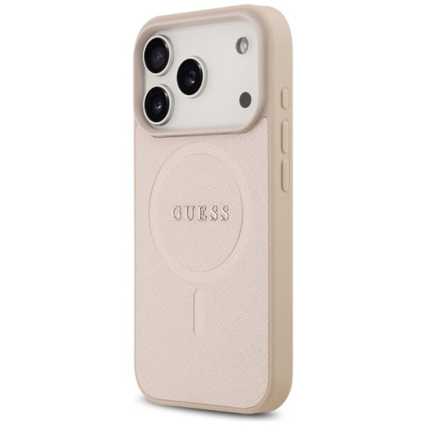 Guess Saffiano Classic Logo MagSafe Case for iPhone 17 Pro - Pinkeng