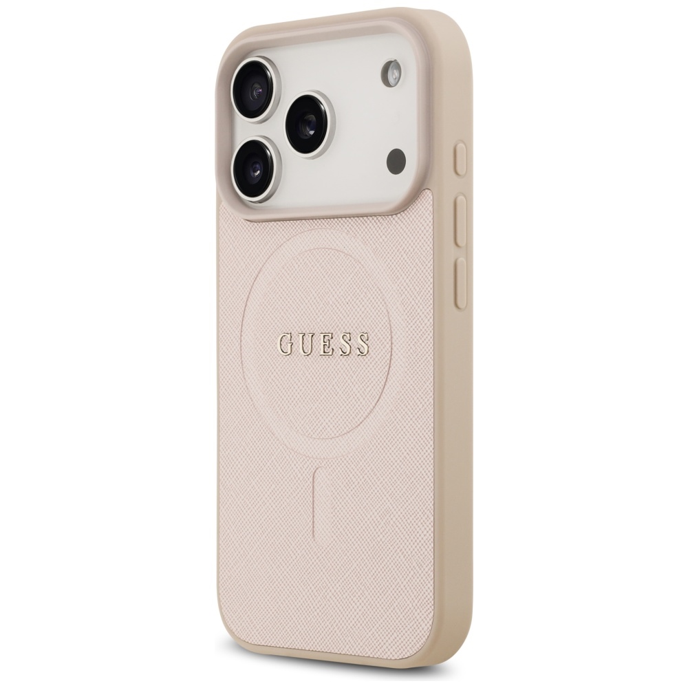 Guess Saffiano Classic Logo MagSafe Case for iPhone 17 Pro - Pinkeng