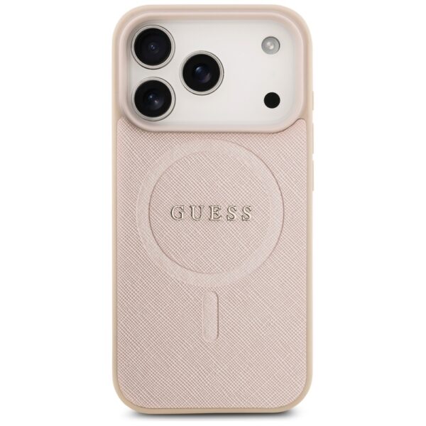 Guess Saffiano Classic Logo MagSafe Case for iPhone 17 Pro - Pinkeng
