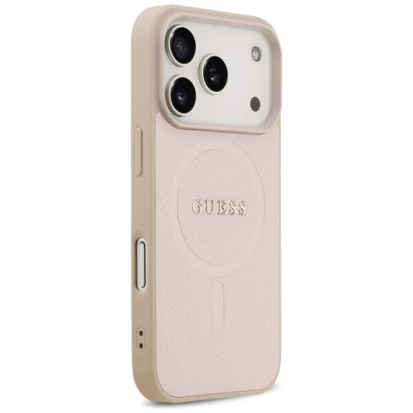 Guess Saffiano Classic Logo MagSafe Case for iPhone 17 Pro - Pinkeng