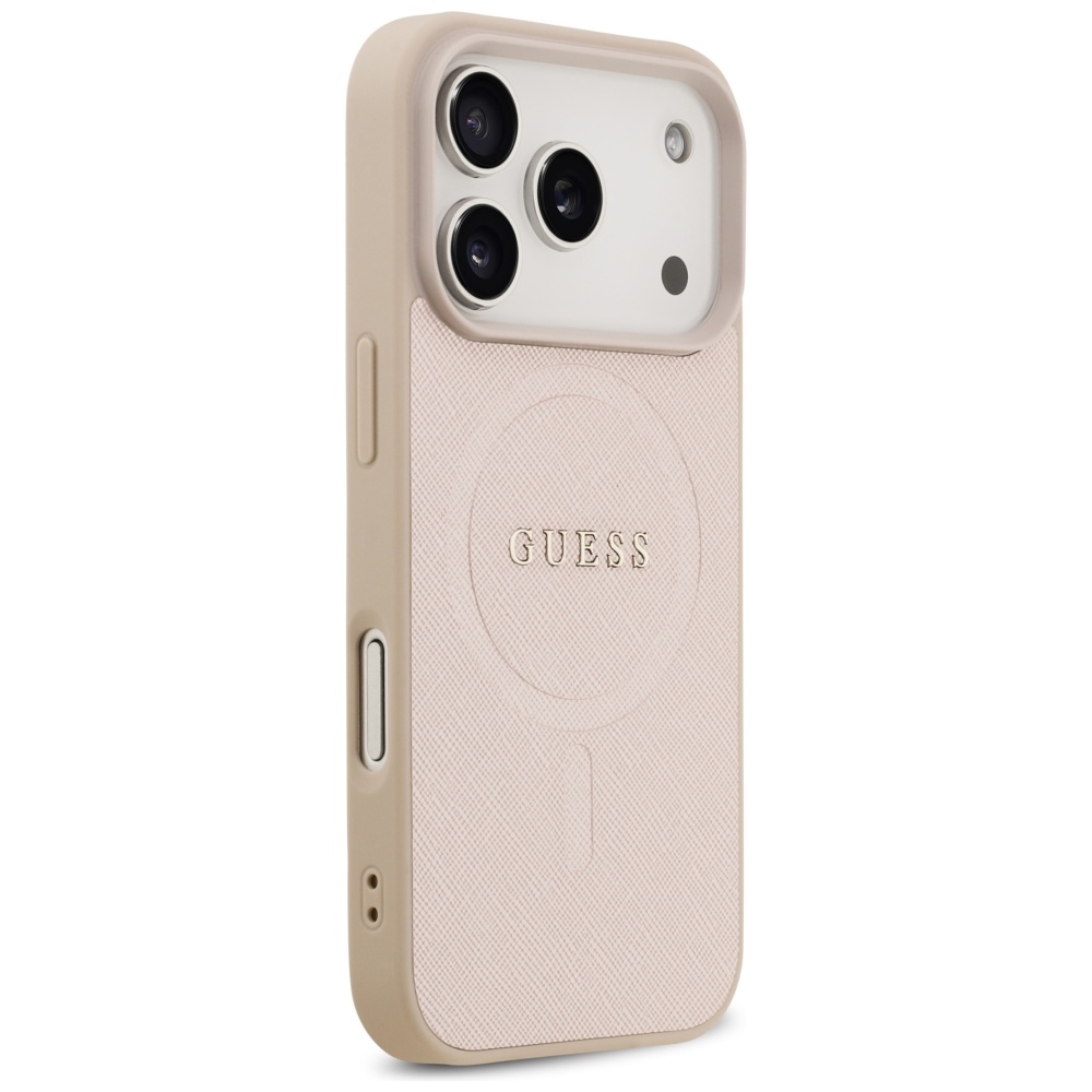 Guess Saffiano Classic Logo MagSafe Case for iPhone 17 Pro - Pinkeng