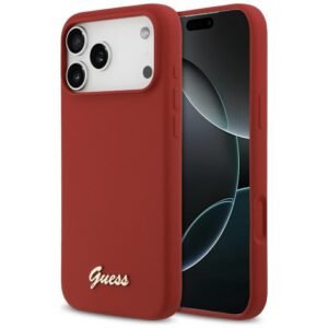 Guess Silicone Script Metal Logo MagSafe Case for iPhone 17 Pro Max - Redeng