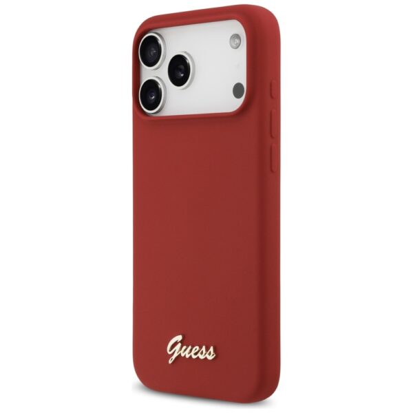 Guess Silicone Script Metal Logo MagSafe Case for iPhone 17 Pro Max - Redeng