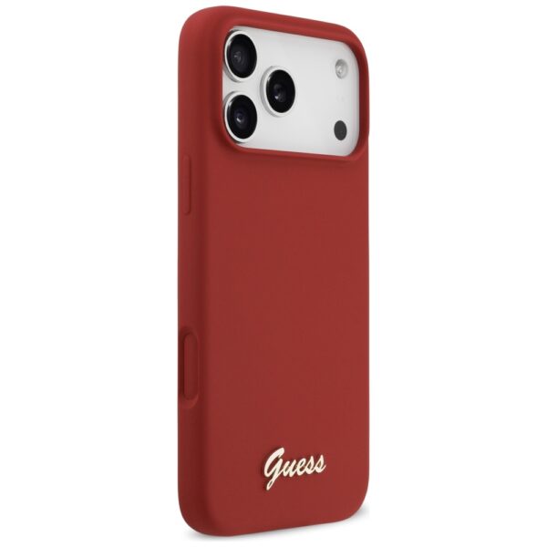 Guess Silicone Script Metal Logo MagSafe Case for iPhone 17 Pro Max - Redeng