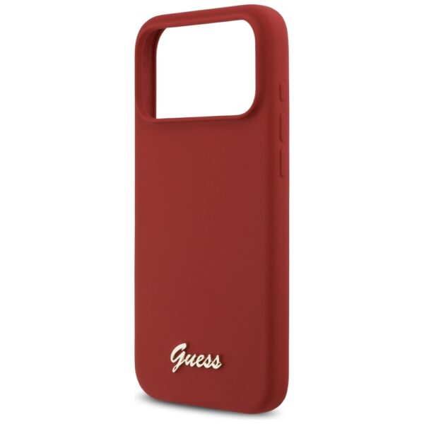Guess Silicone Script Metal Logo MagSafe Case for iPhone 17 Pro Max - Redeng