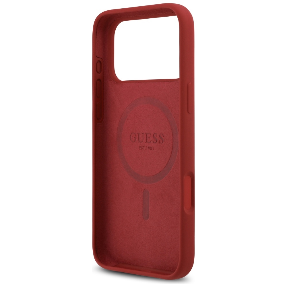 Guess Silicone Script Metal Logo MagSafe Case for iPhone 17 Pro Max - Redeng