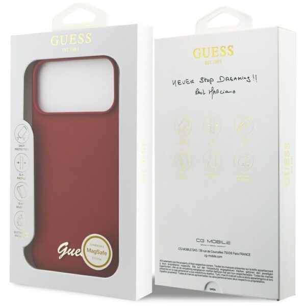 Guess Silicone Script Metal Logo MagSafe Case for iPhone 17 Pro Max - Redeng