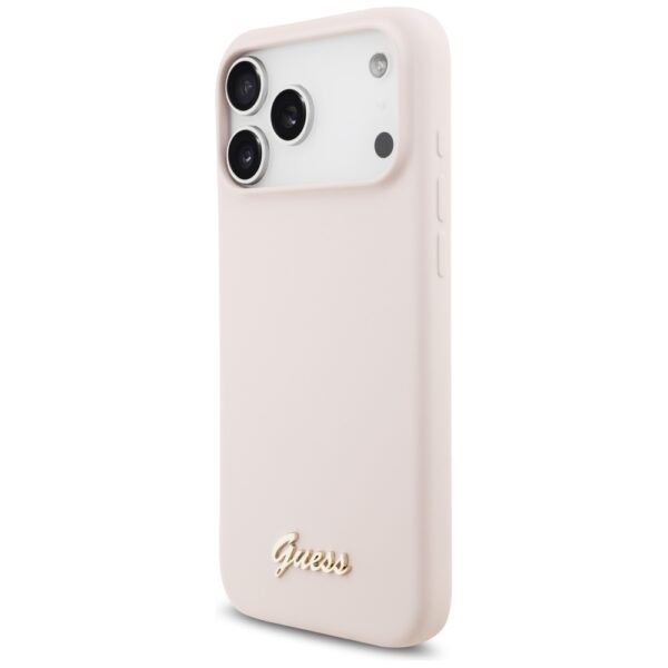 Guess Silicone Script Metal Logo MagSafe Case for iPhone 17 Pro Max - Pinkeng