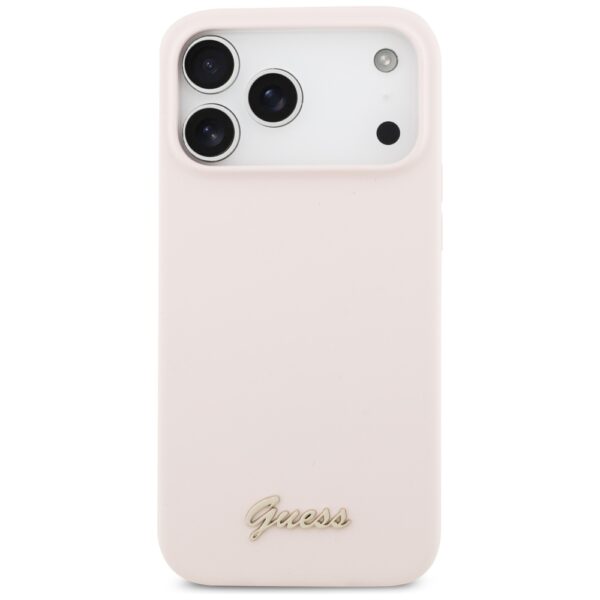 Guess Silicone Script Metal Logo MagSafe Case for iPhone 17 Pro Max - Pinkeng