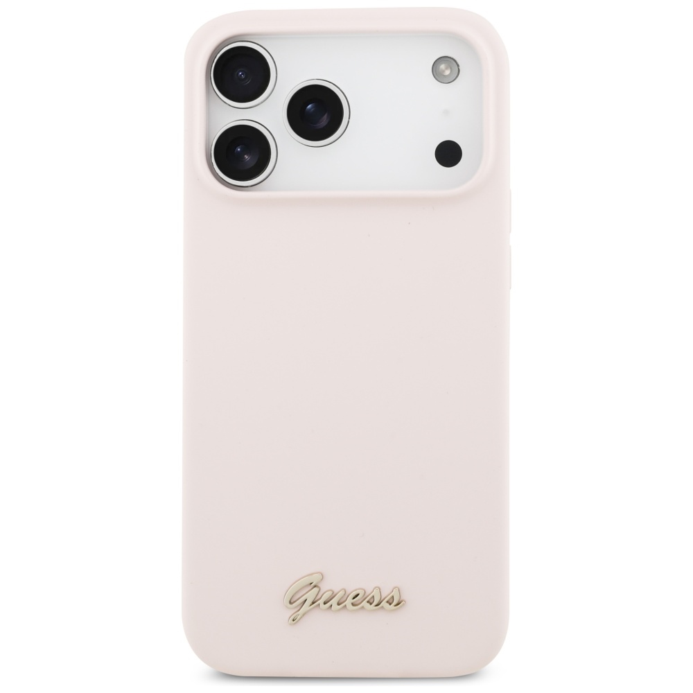 Guess Silicone Script Metal Logo MagSafe Case for iPhone 17 Pro Max - Pinkeng