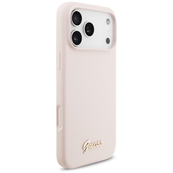 Guess Silicone Script Metal Logo MagSafe Case for iPhone 17 Pro Max - Pinkeng
