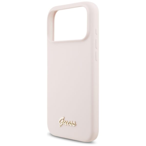 Guess Silicone Script Metal Logo MagSafe Case for iPhone 17 Pro Max - Pinkeng