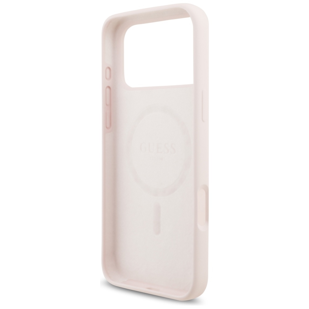 Guess Silicone Script Metal Logo MagSafe Case for iPhone 17 Pro Max - Pinkeng