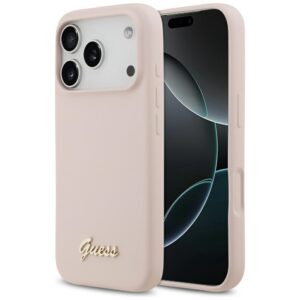 Guess Silicone Script Metal Logo MagSafe Case for iPhone 17 Pro - Pinkeng