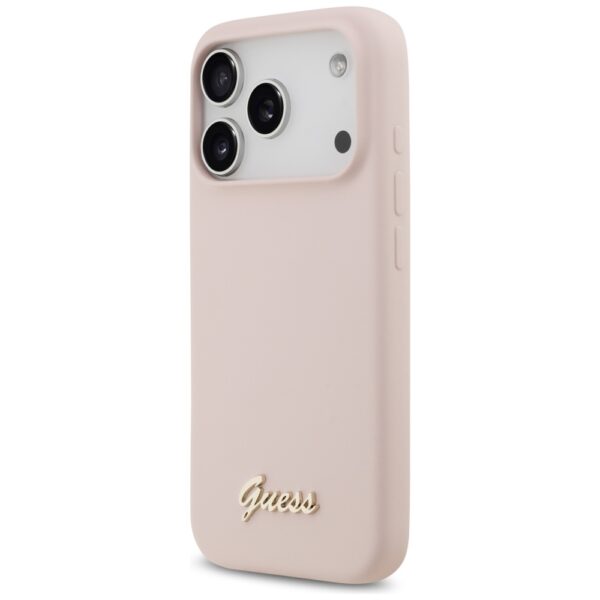 Guess Silicone Script Metal Logo MagSafe Case for iPhone 17 Pro - Pinkeng