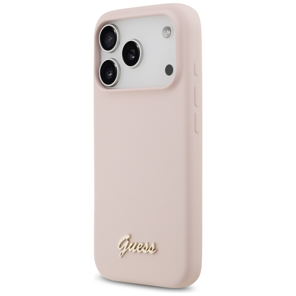 Guess Silicone Script Metal Logo MagSafe Case for iPhone 17 Pro - Pinkeng