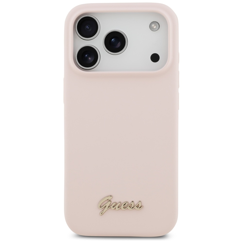 Guess Silicone Script Metal Logo MagSafe Case for iPhone 17 Pro - Pinkeng