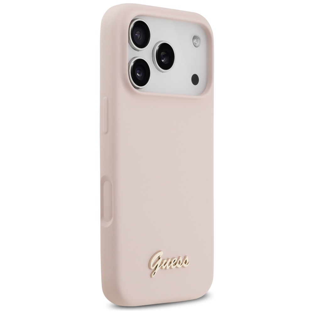 Guess Silicone Script Metal Logo MagSafe Case for iPhone 17 Pro - Pinkeng
