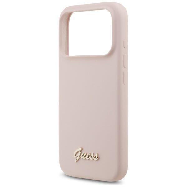Guess Silicone Script Metal Logo MagSafe Case for iPhone 17 Pro - Pinkeng