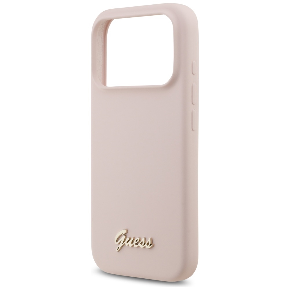 Guess Silicone Script Metal Logo MagSafe Case for iPhone 17 Pro - Pinkeng