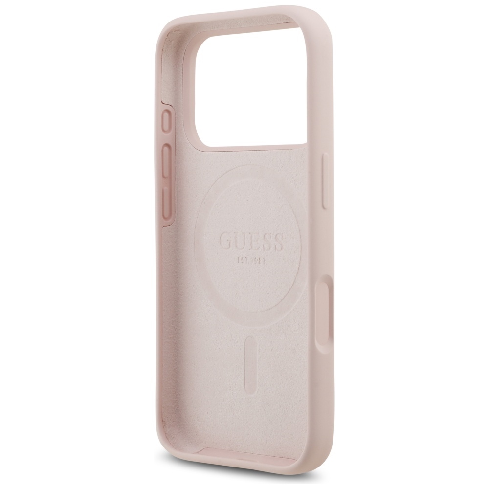 Guess Silicone Script Metal Logo MagSafe Case for iPhone 17 Pro - Pinkeng
