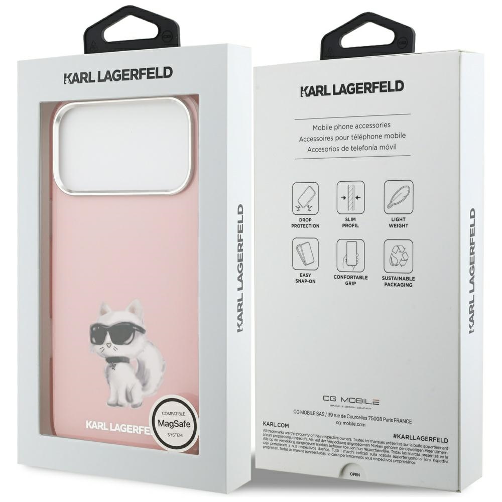 Karl Lagerfeld IML Aquarelle Choupette & Logo MagSafe Case for iPhone 17 Pro Max - Pinkeng