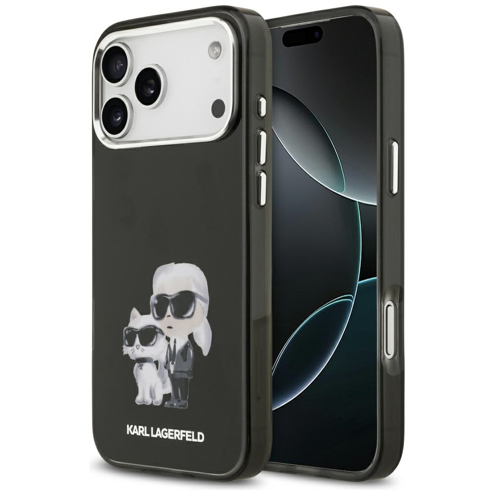 200907_1 Karl Lagerfeld IML Aquarelle Karl & Choupette & Logo MagSafe Case for iPhone 17 Pro Max - Blackeng
