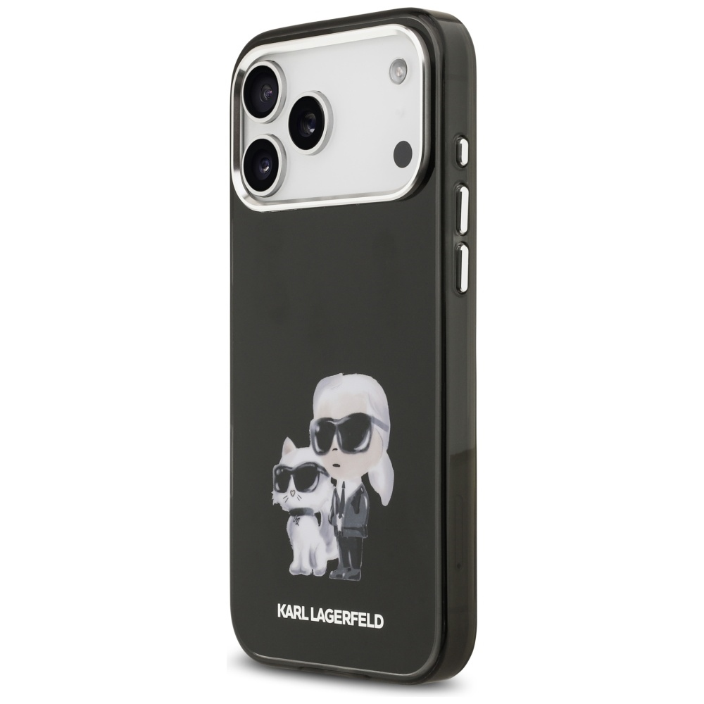 200907_2 Karl Lagerfeld IML Aquarelle Karl & Choupette & Logo MagSafe Case for iPhone 17 Pro Max - Blackeng
