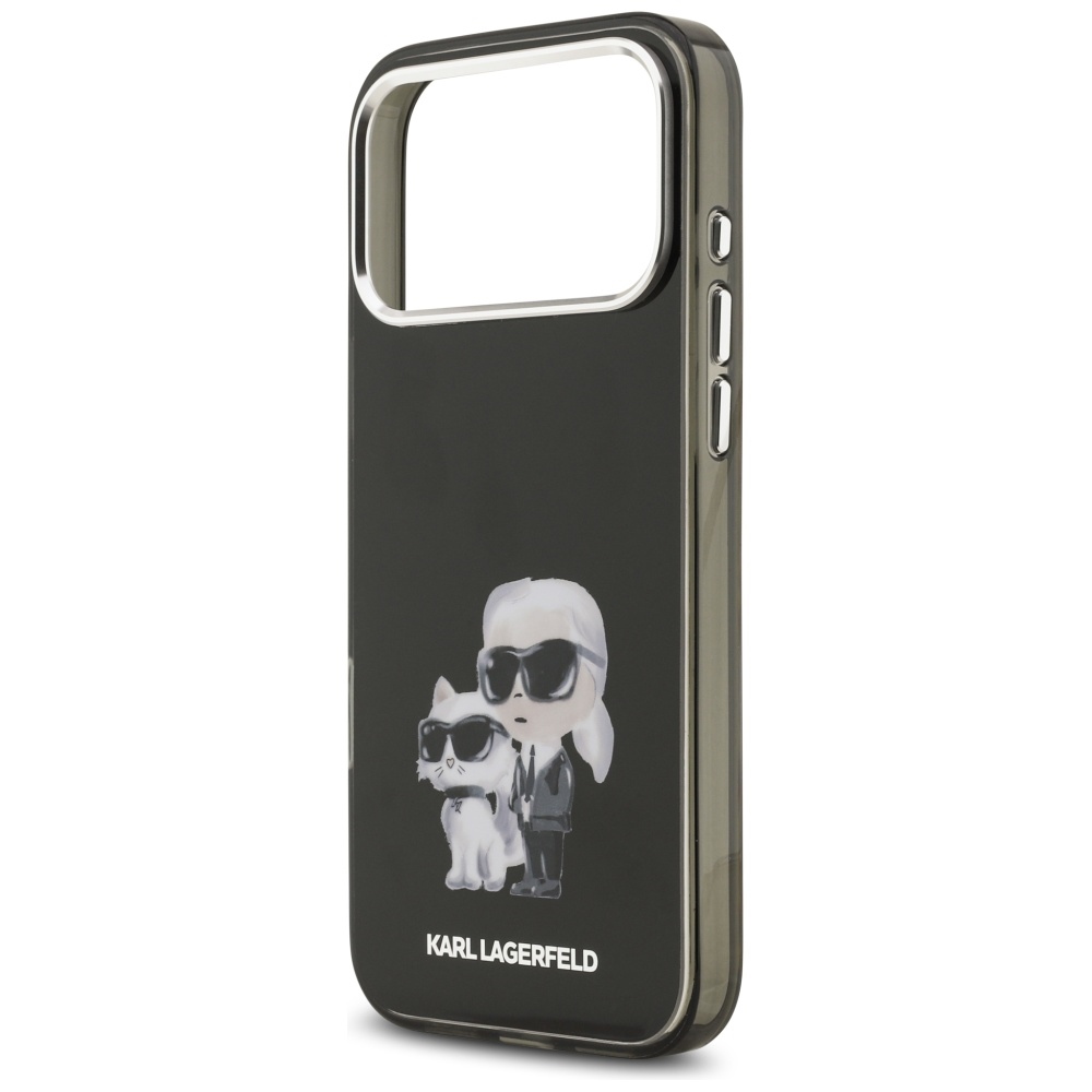 200907_6 Karl Lagerfeld IML Aquarelle Karl & Choupette & Logo MagSafe Case for iPhone 17 Pro Max - Blackeng