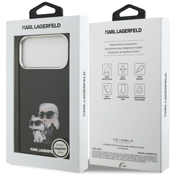 Karl Lagerfeld IML Aquarelle Karl & Choupette & Logo MagSafe Case for iPhone 17 Pro Max - Blackeng