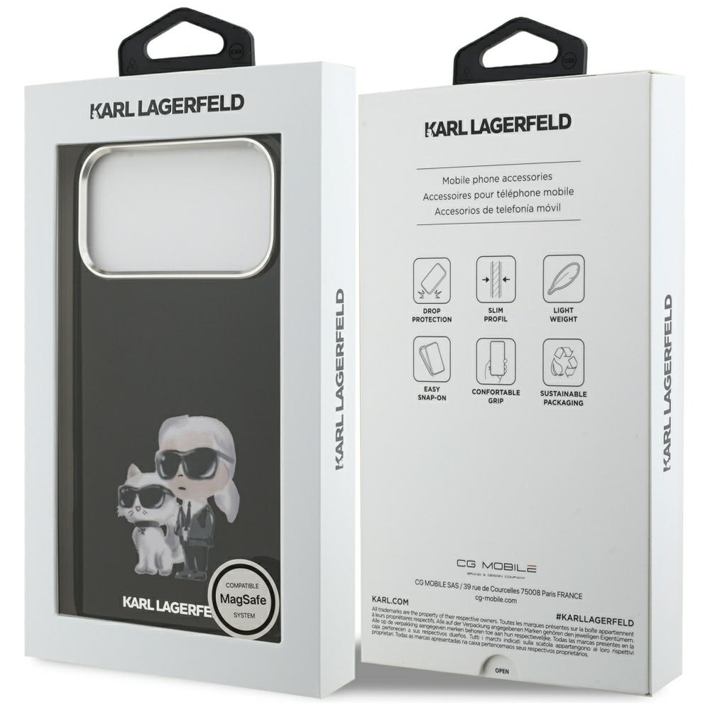 200907_8 Karl Lagerfeld IML Aquarelle Karl & Choupette & Logo MagSafe Case for iPhone 17 Pro Max - Blackeng