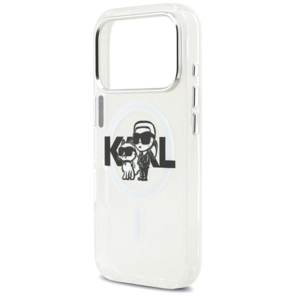 Karl Lagerfeld IML Glitter Karl & Choupette Sketch Logo MagSafe Case for iPhone 17 Pro - Cleareng
