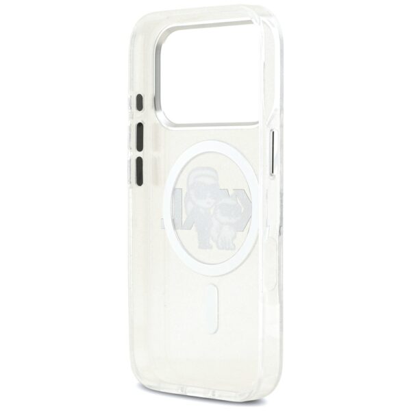 Karl Lagerfeld IML Glitter Karl & Choupette Sketch Logo MagSafe Case for iPhone 17 Pro - Cleareng