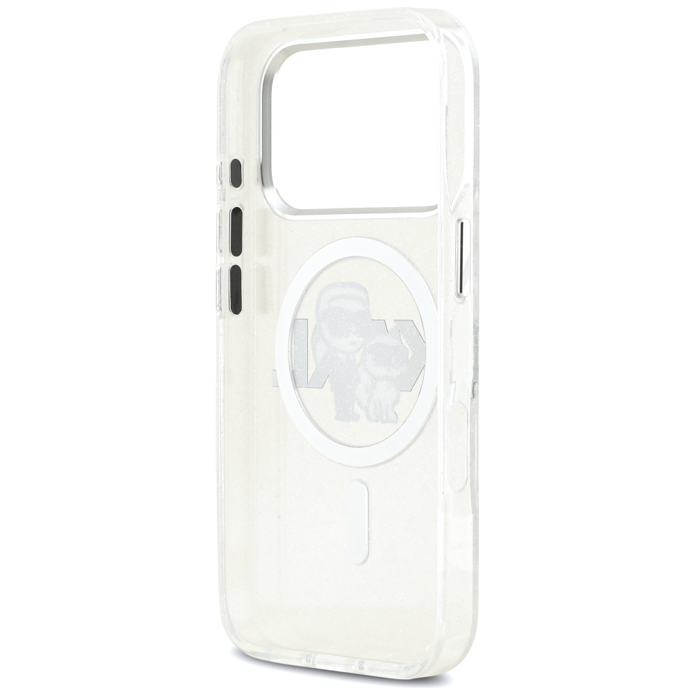 200913_7 Karl Lagerfeld IML Glitter Karl & Choupette Sketch Logo MagSafe Case for iPhone 17 Pro - Cleareng