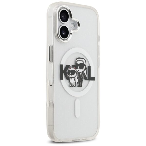 Karl Lagerfeld IML Glitter Karl & Choupette Sketch Logo MagSafe iPhone 17 Case - Cleareng
