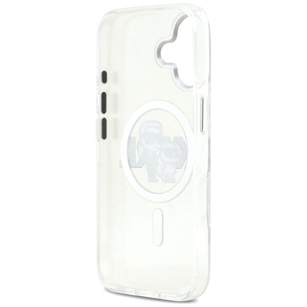 Karl Lagerfeld IML Glitter Karl & Choupette Sketch Logo MagSafe iPhone 17 Case - Cleareng