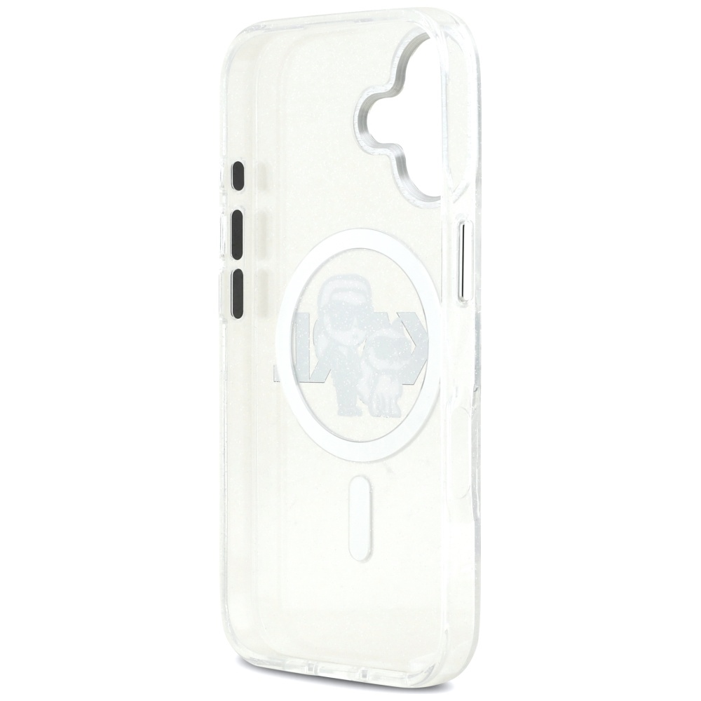 Karl Lagerfeld IML Glitter Karl & Choupette Sketch Logo MagSafe iPhone 17 Case - Cleareng