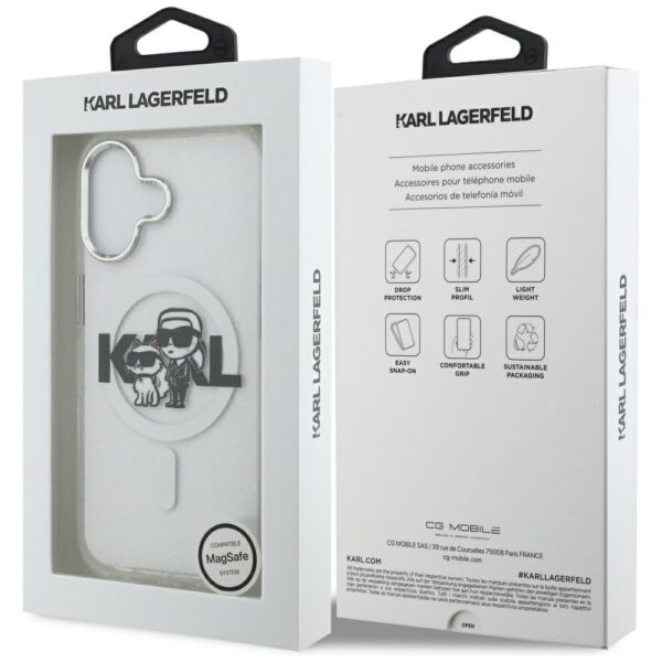 Karl Lagerfeld IML Glitter Karl & Choupette Sketch Logo MagSafe iPhone 17 Case - Cleareng