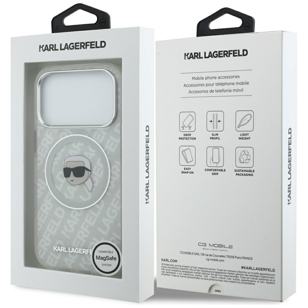 Karl Lagerfeld IML Karl Head Logo MagSafe Case for iPhone 17 Pro Max - Grayeng