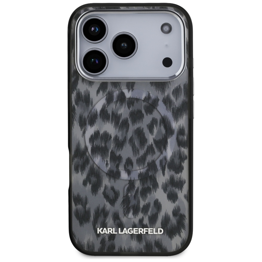 Karl Lagerfeld IML Leopard Pattern MagSafe Case for iPhone 17 Pro - Blackeng
