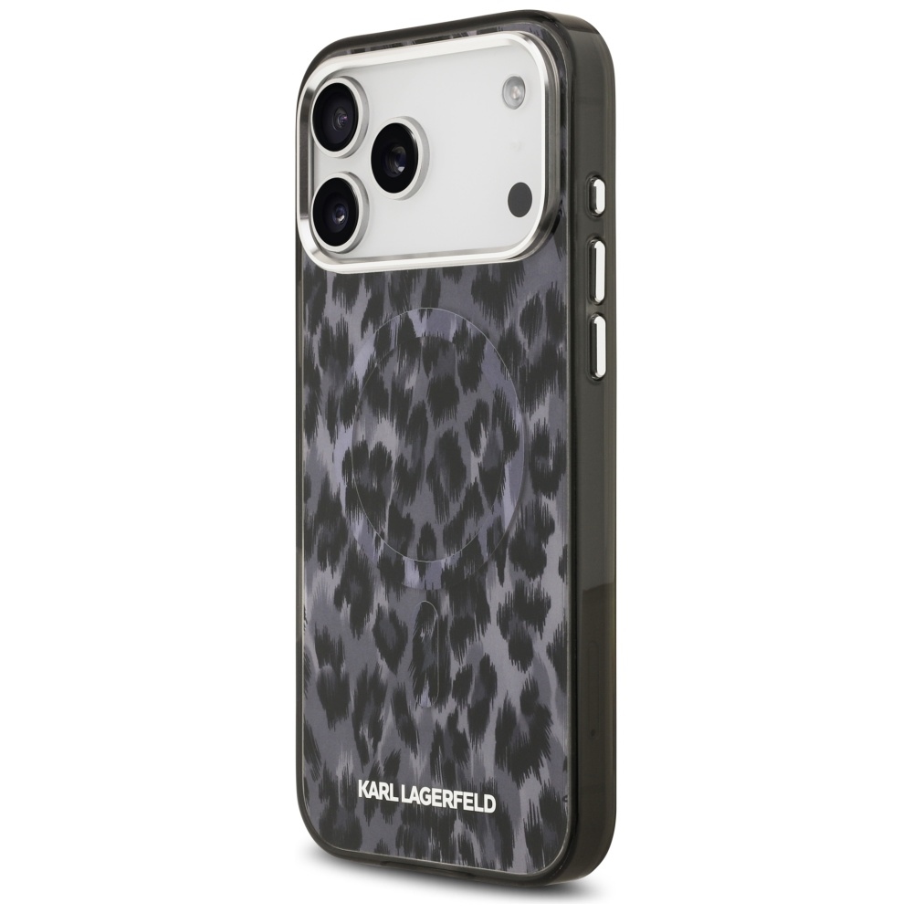 Karl Lagerfeld IML Leopard Pattern MagSafe Case for iPhone 17 Pro Max - Blackeng