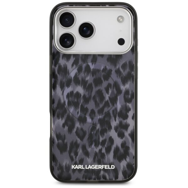 Karl Lagerfeld IML Leopard Pattern MagSafe Case for iPhone 17 Pro Max - Blackeng