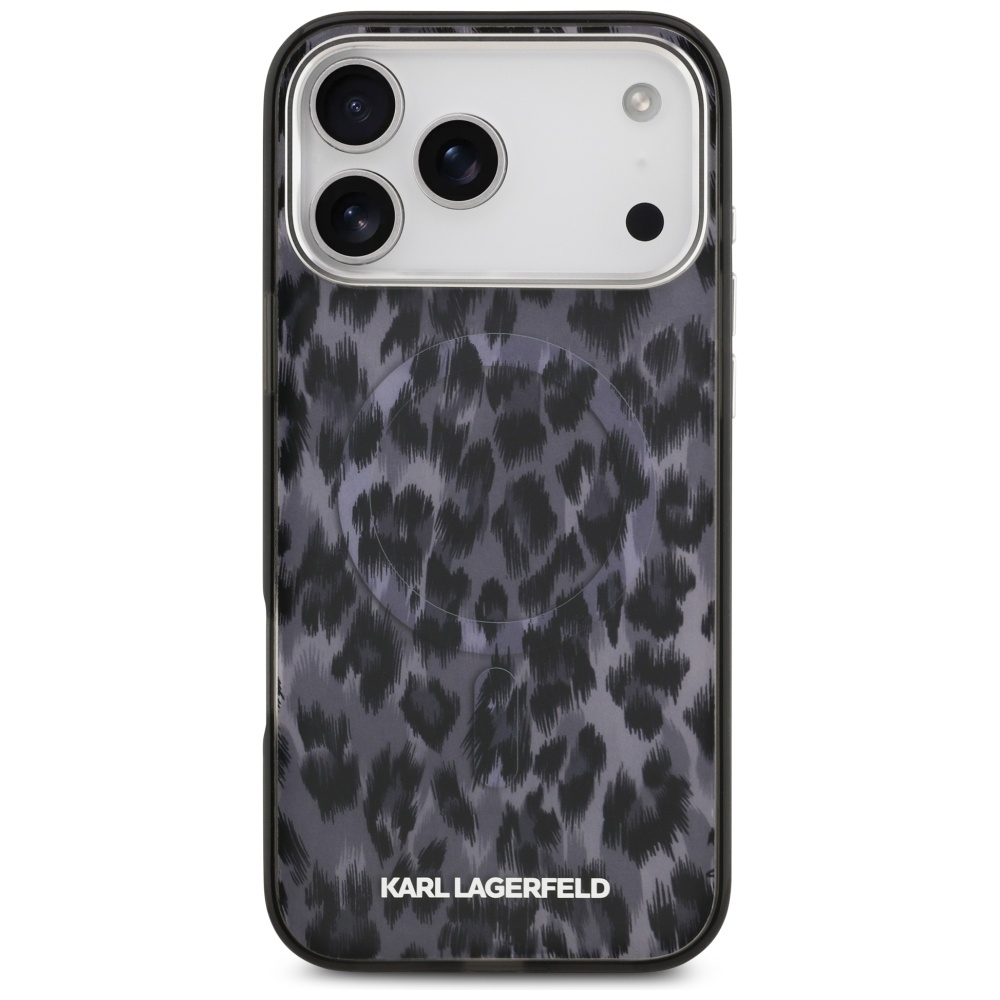 Karl Lagerfeld IML Leopard Pattern MagSafe Case for iPhone 17 Pro Max - Blackeng