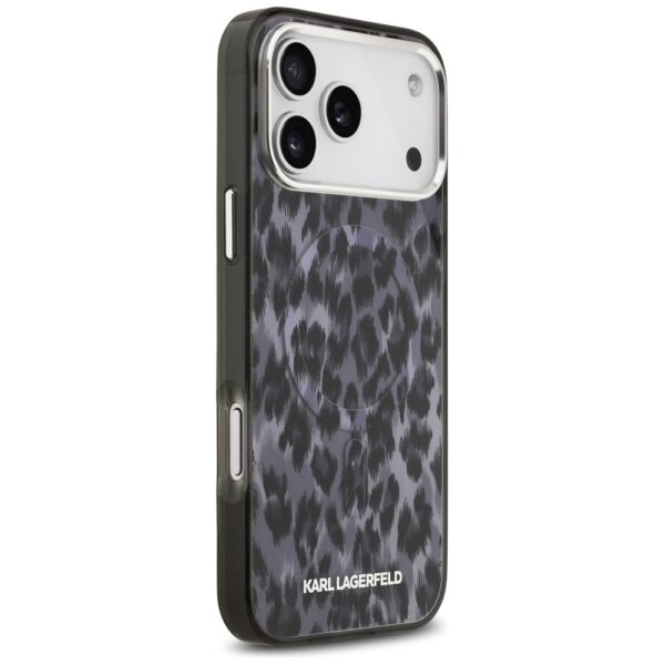 Karl Lagerfeld IML Leopard Pattern MagSafe Case for iPhone 17 Pro Max - Blackeng