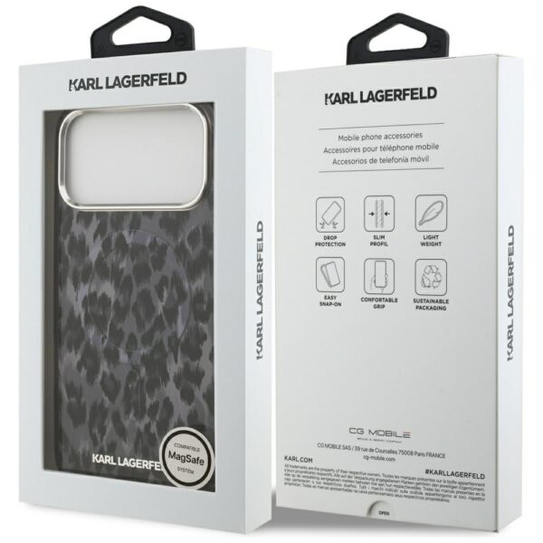 Karl Lagerfeld IML Leopard Pattern MagSafe Case for iPhone 17 Pro Max - Blackeng