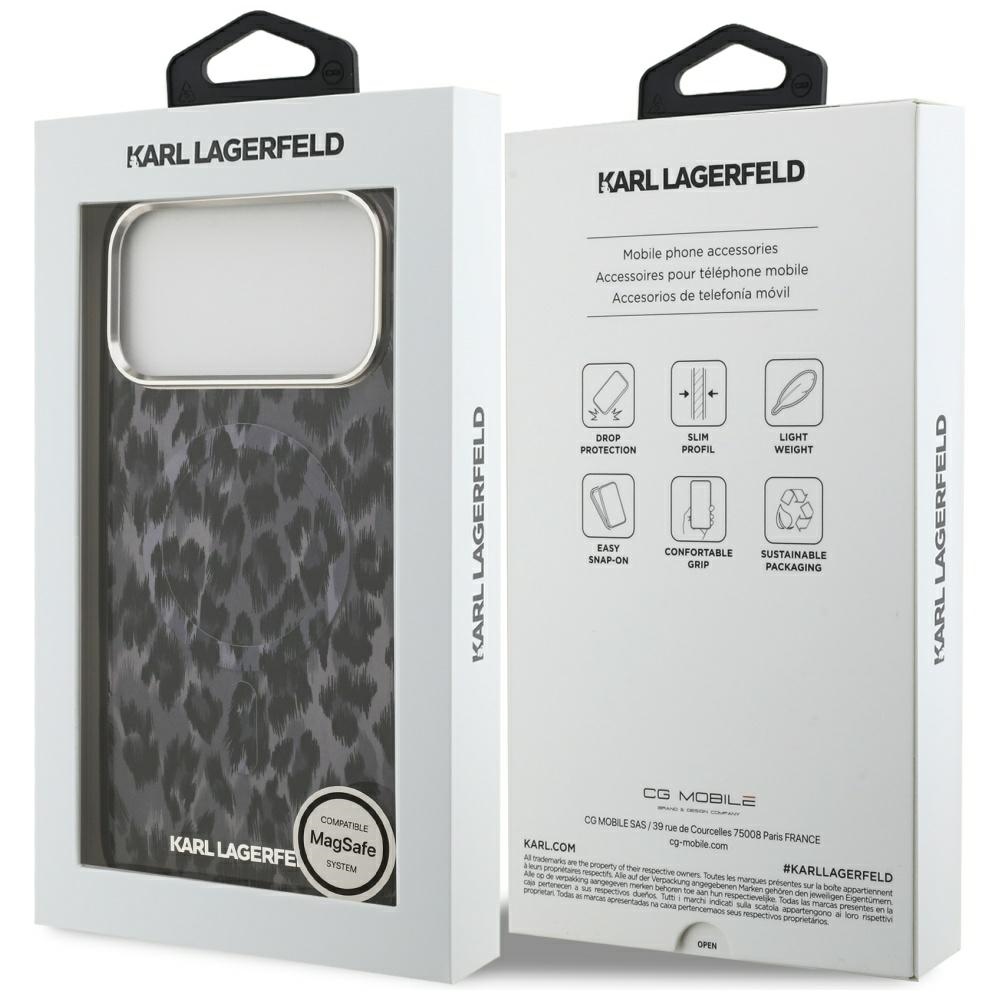 Karl Lagerfeld IML Leopard Pattern MagSafe Case for iPhone 17 Pro Max - Blackeng