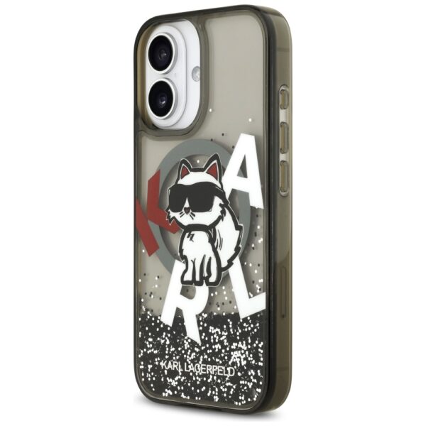 Karl Lagerfeld Liquid Glitter Choupette Logo MagSafe iPhone 17 Case - Blackeng